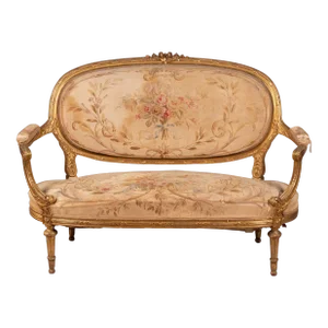 Antique French Louis XVI Giltwood Settee