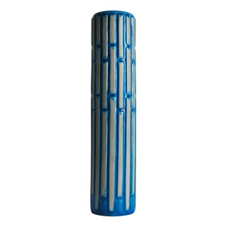 Tall Slender Blue Ceramic Cylinder Vase by Carl-Harry Stålhane for Rörstrand, 1960s For Sale