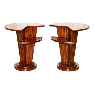 Art Deco Style Two Tier Macassar Wood Side Tables, Set of 2 For Sale