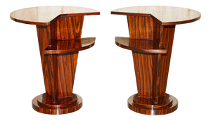 Art Deco Style Two Tier Macassar Wood Side Tables, Set of 2