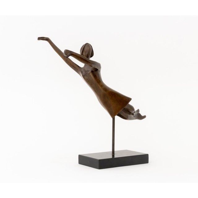 Tanya Poust Stylized Figure Patinated Bronze For Sale - Image 4 of 7
