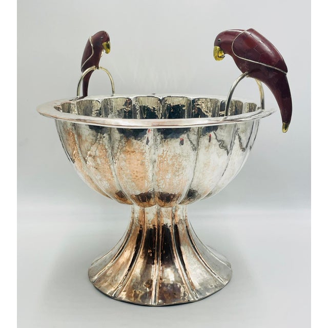 1980s Emilia Castillo Sculptural Parrot Center Bowl in Jasper & Silver-Plate, Mexico For Sale - Image 10 of 18