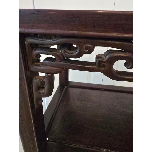 Wood Pre Mid Century Modern Vintage Chinese Table Carved For Sale - Image 7 of 11