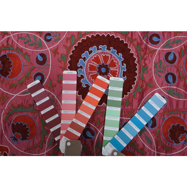 Silk Suzani Wall Decor - Uzbek Textile Art 8' X 9'9'' For Sale - Image 11 of 11