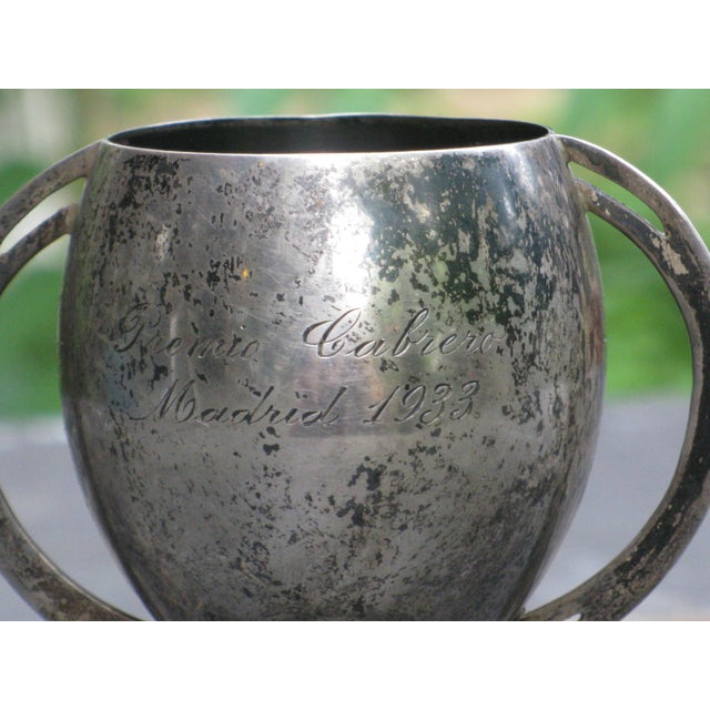 Wood Trophy in Solid Sterling Silver. Reads "Premio Cabrero, Madrid 1933" Antique For Sale - Image 7 of 13