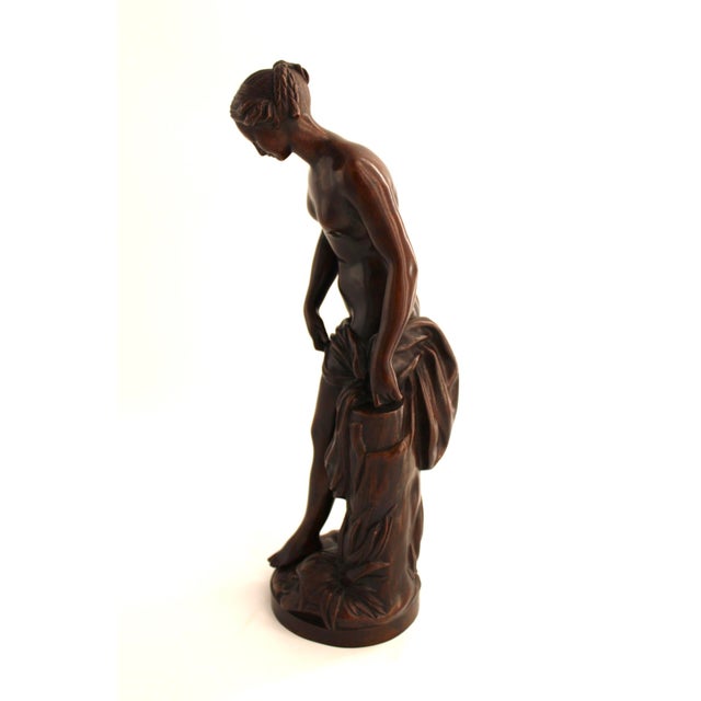 Rococo Antique Bronze Sculpture “La Baigneuse” the Bather by Etienne Falconet, 16” For Sale - Image 3 of 10
