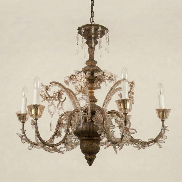 This chandelier is a piece of rare poetry, a testament to meticulous and now lost craftsmanship. Originally conceived as a...
