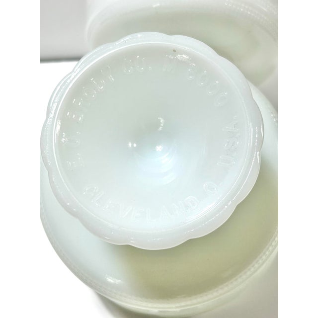 White 1940s Matching Milk Glass Compotes Fruit Bowls - A Pair For Sale - Image 8 of 8