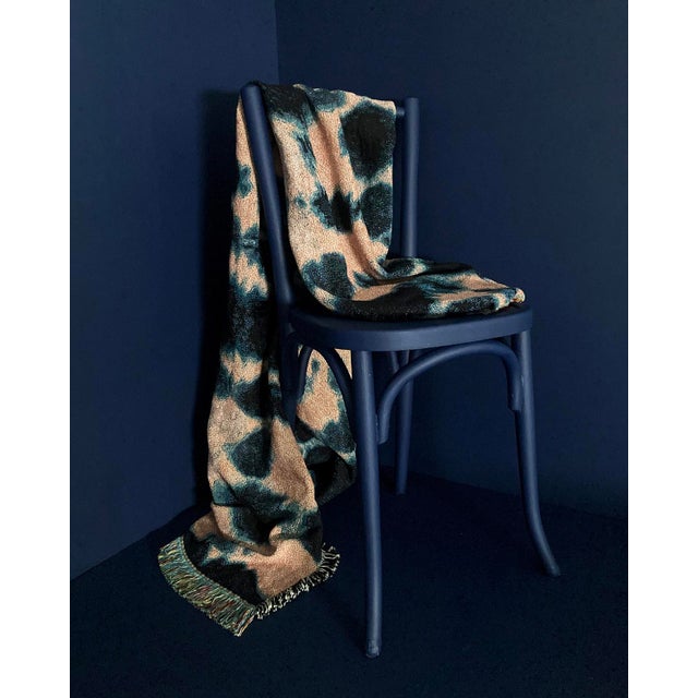 Rousseau Rose Inkblot Abstract Pattern Fringed Throw Blanket For Sale - Image 4 of 7