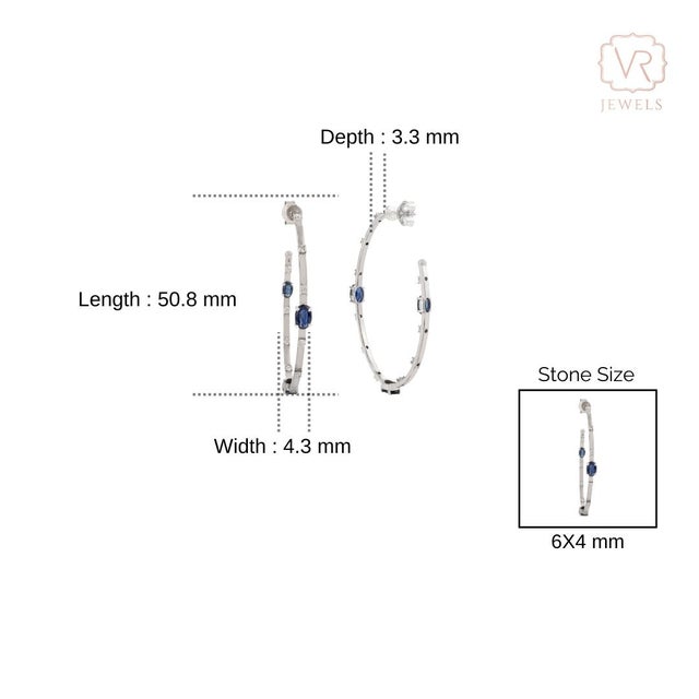 Classic European Inside Out Blue Sapphire Diamond 14k Gold Vintage Hoop Earrings For Sale - Image 11 of 15