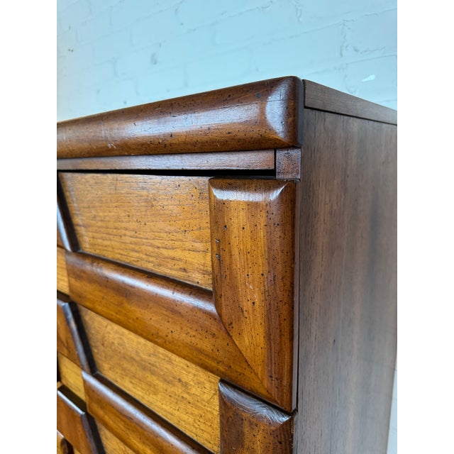 Coffee Vintage Lane Brutalist Highboy 5-Drawer Dresser, Attributed For Sale - Image 8 of 8