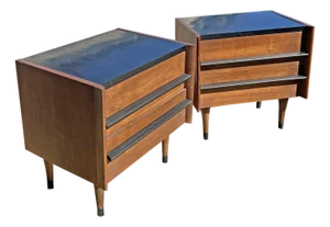 Vintage Mid Century Modern Nightstands or End Tables by American of Martinsville, A Pair