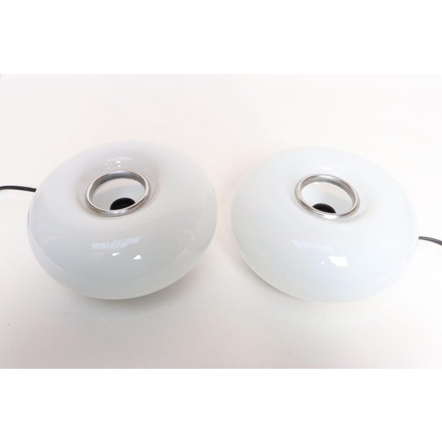 Metal Vintage Lamperti Italian Murano Glass and Chrome Guscio Table Lamps - a Pair For Sale - Image 7 of 16