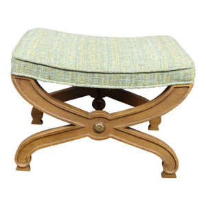Cherry Wood X-Base Upholstered Bench