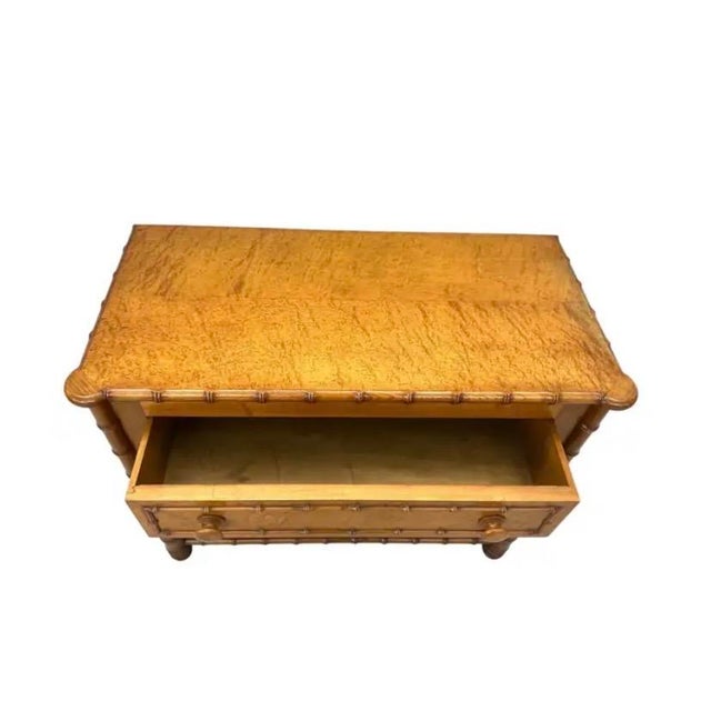 Birdseye Maple Faux Bamboo Commode For Sale In Tampa - Image 6 of 8
