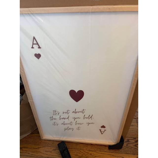 24x36 print w/oak frame. Set the tone with this Ace of Hearts Playing Card Art Print. A minimalist cream and red design...