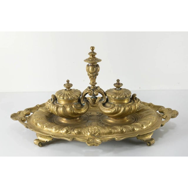Renaissance French Renaissance Style Inkwell Desk Set For Sale - Image 3 of 13
