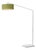 Stretch 87"h 1-Light Arc Lamp, Avocado Linen Shade, White Body, Dimmable, for Living Room or Bedroom For Sale