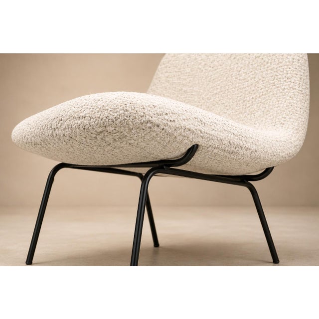 Carlo Hauner Set of Six Dining Chairs in Metal and Boucle by Carlo Hauner, Brazil, 1950s For Sale - Image 4 of 18
