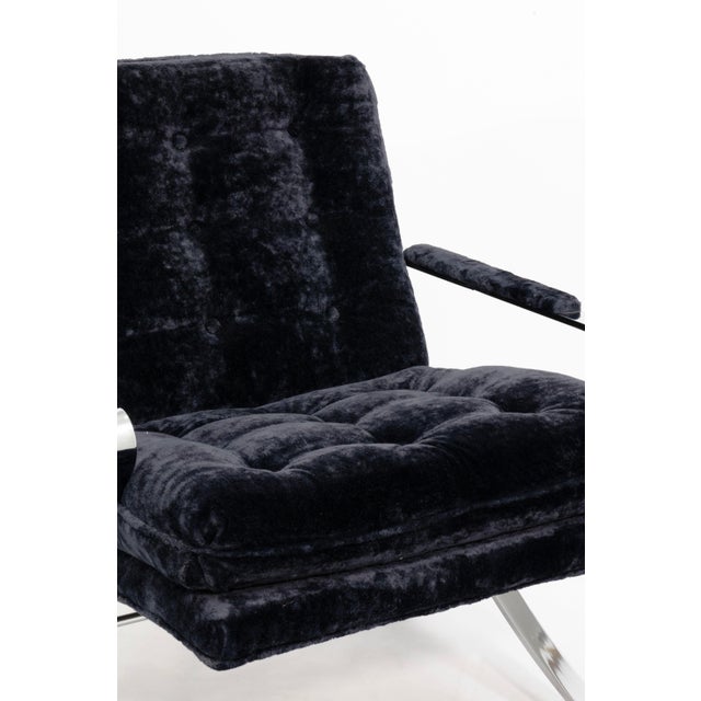 1970s Bernhardt Flair Flat Bar Chrome and Crushed Velvet Armchair For Sale In Detroit - Image 6 of 8