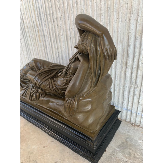 Bronze Italian Bronze Tuscany Neoclassical Style Sculpture Featuring a Relaxed Woman For Sale - Image 8 of 12