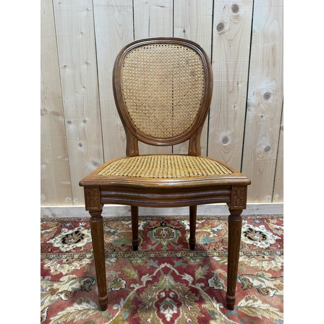 Vintage Louis XVI Medallion Chairs in Caning, 1990s, Set of 6 For Sale - Image 6 of 10