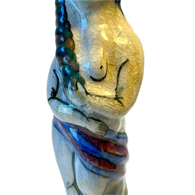 Sculpted Ceramic Woman’s Figurative Art Vase For Sale - Image 10 of 12