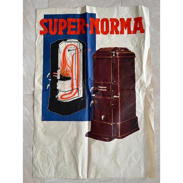 Large Advertising Stove Heating Super Norma Poster, 1930s For Sale - Image 4 of 7