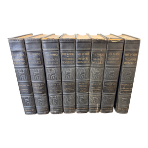 Rare 1926 Theodore Roosevelt National Edition Black Leather Bound Books Set of 8