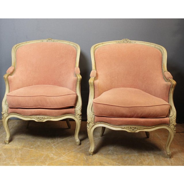Set of Louis XV Style Bergeres in Painted Beech, 1900s For Sale - Image 13 of 13
