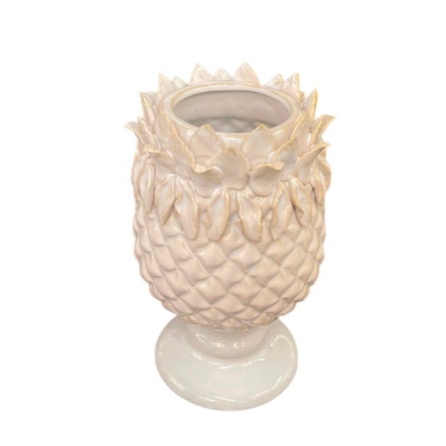 Vintage Italian Ceramic Pineapple Pedestal Vase For Sale - Image 4 of 12
