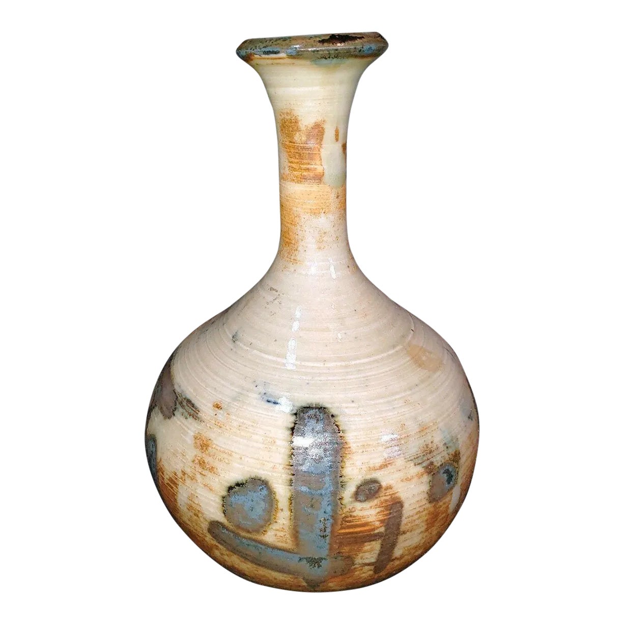 Vintage Art Studio Pottery Mid Century Modern Stoneware Bud Vase | Chairish