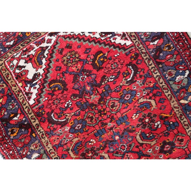 Red 1970s, Handmade Vintage Persian Hamadan Rug 3.3' X 4.6' For Sale - Image 8 of 14