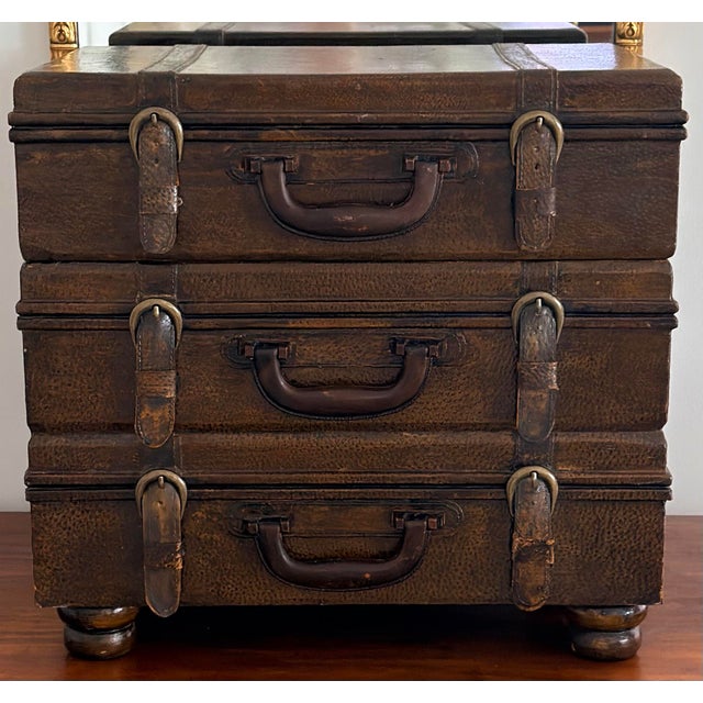 Campaign Stacked Suitcase Drinks Tables, a Pair For Sale - Image 3 of 17