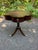 Vintage Ducan Phyfe Georgian Style Clover-Shaped Top Mahogany Pedestal Drum Side Table It features faux leather top,...