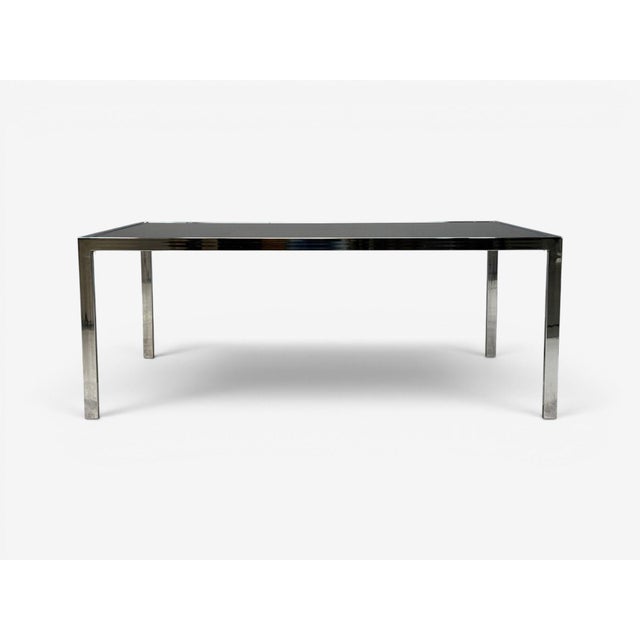 Metal Milo Baughman Style, Expanding Dining Table, Chrome, Smoked Glass, Usa, 1970s For Sale - Image 7 of 12