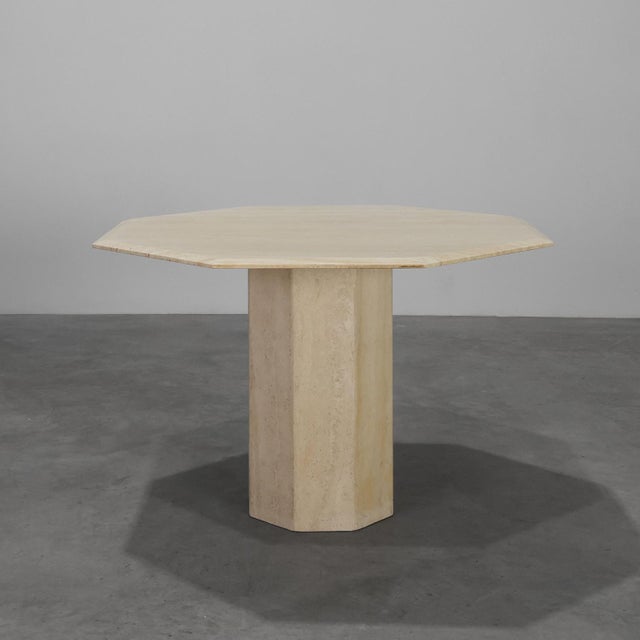 Mid-Century Italian Octagonal Travertine Dining Table, 1980s For Sale - Image 13 of 13
