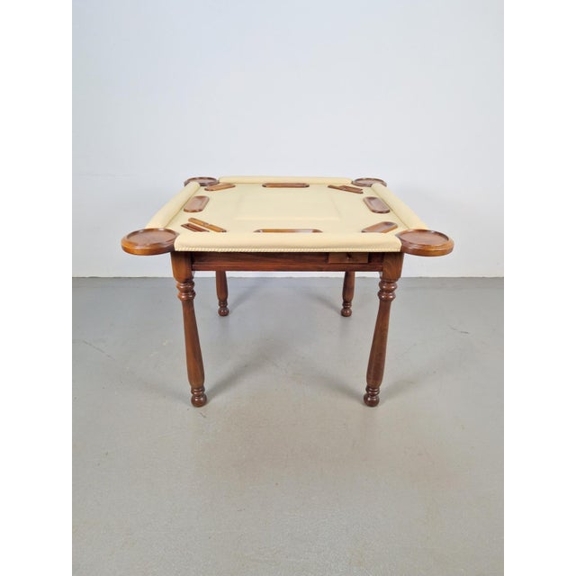 Game Table in Walnut and Leather from Valenti, Spain, 1970s For Sale - Image 3 of 18