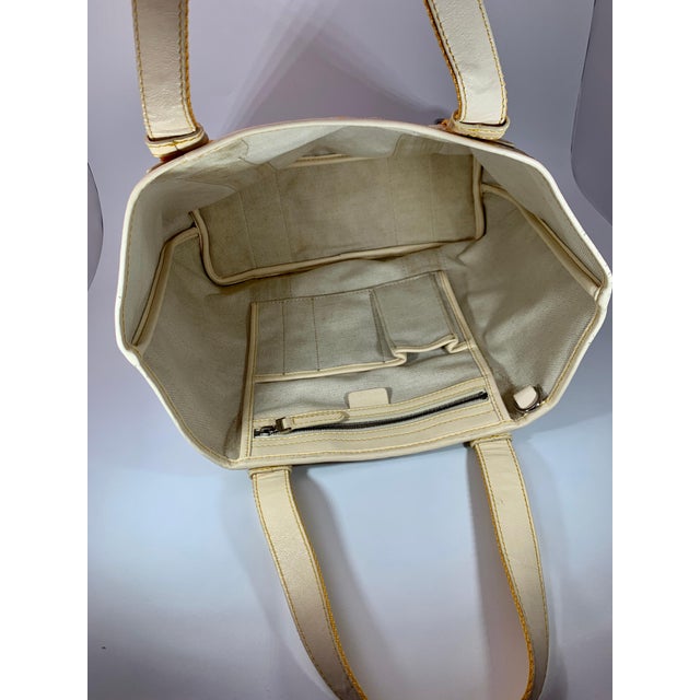 2010s Pre-Loved Celine Yellow Beige Canvas Coated PVC Plastic Macadam Tote Bag For Sale - Image 5 of 18