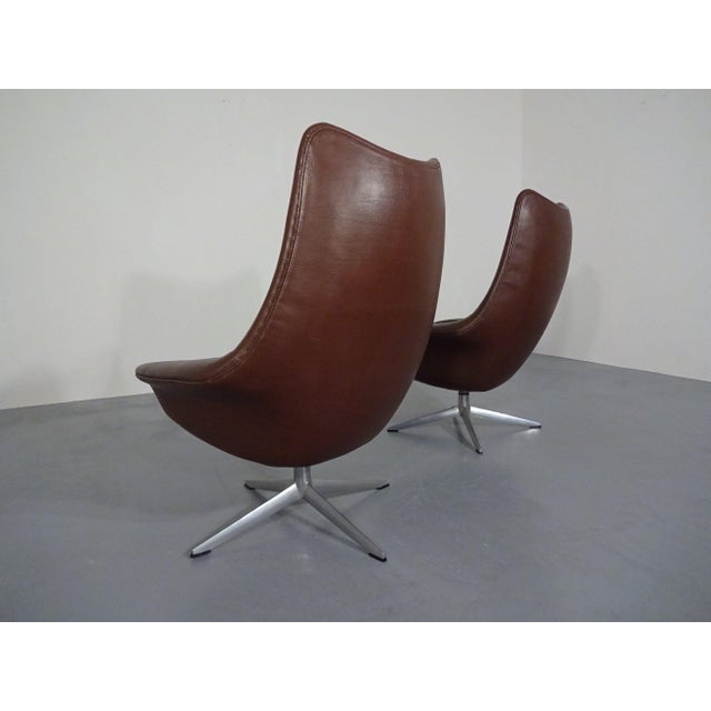 Brown Danish Pirouette Swivel Chair in Leather by H. W. Klein for Bramin, 1960s For Sale - Image 8 of 18
