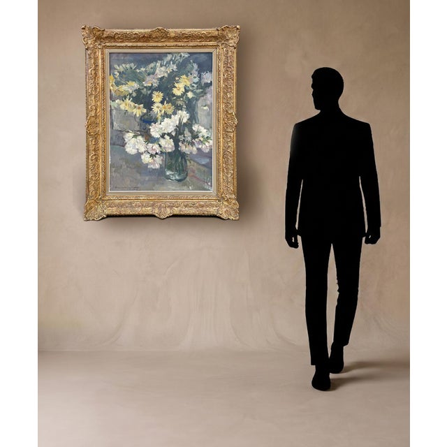 Antique Floral Still Life Oil Painting by Charles Swyncop An exquisite antique floral still life oil painting on canvas by...