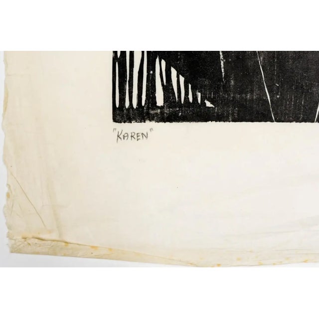 Mid-Century Modern 1950s Ruth Leaf Karen Sleeping Female Woodcut For Sale - Image 3 of 5