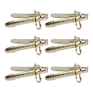 Early 20th Century French Silverplated Asparagus Tongs, Individual Servers - Set of 6 For Sale