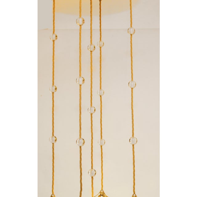Gold Art Nouveau Brass and Glass Chandelier, 1890s For Sale - Image 8 of 17