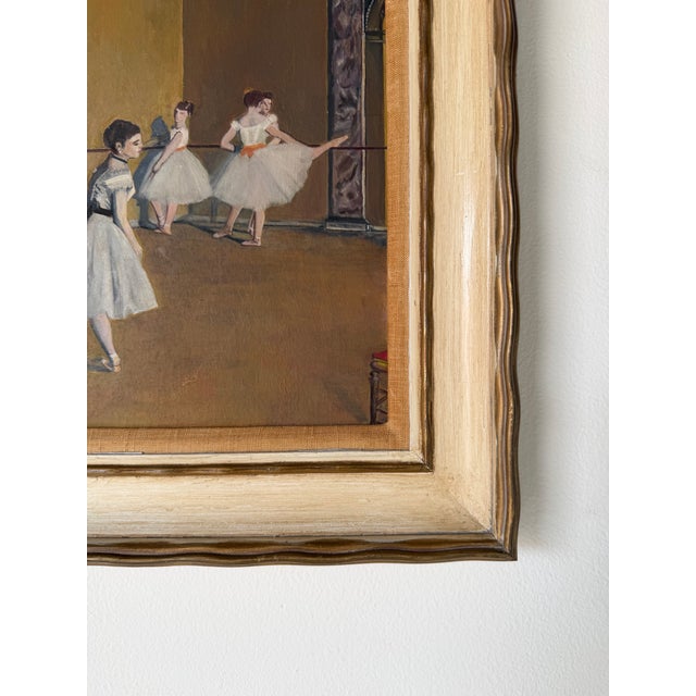Vintage Edgar Degas Ballet Dancers Reproduction Oil on Board Painting, Framed For Sale - Image 10 of 11