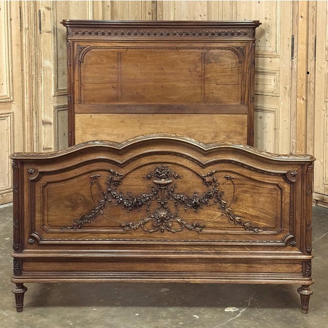 19th Century French Louis XVI Walnut Bed For Sale - Image 14 of 18