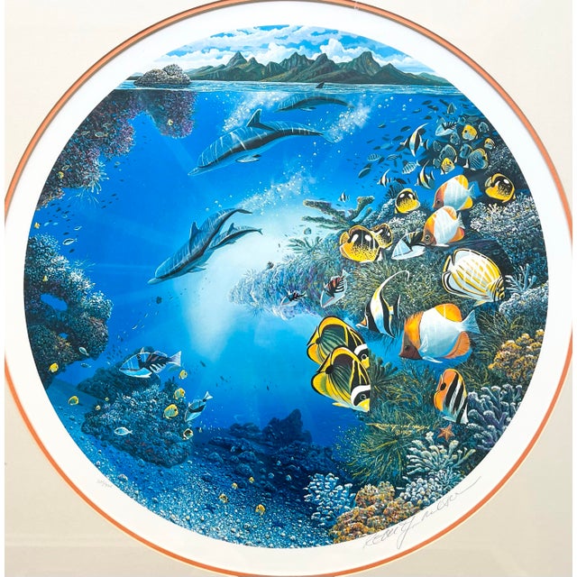 Nautical Robert Lyn Nelson “Always Summer” Dolphin Ocean Hawaii Framed Large Print For Sale - Image 3 of 9