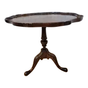 Vintage Georgian Style Flame Mahogany Carved Pie Crust Table by Maitland-Smith