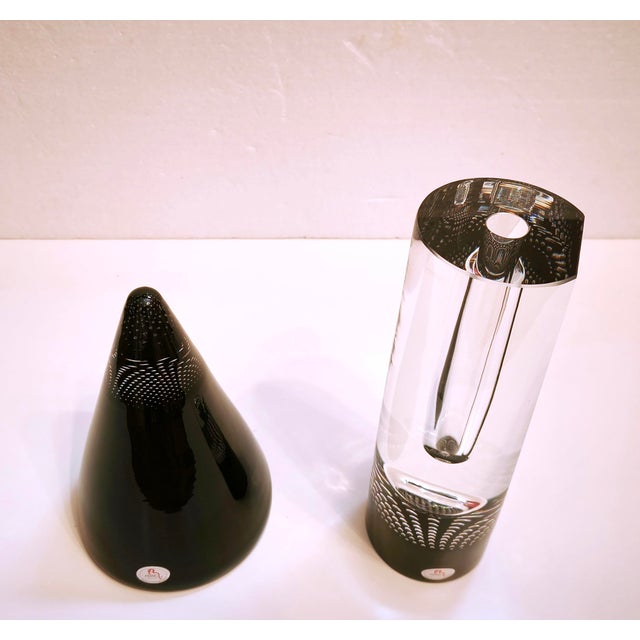 Modern Vintage Art Glass Vase and Cone Sculpture by Pavel Havelka for Princ Art Glass, 1990s, Set of 2 For Sale - Image 3 of 18