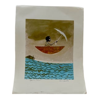 Mid 20th Century “Above the Flood Plain” Signed Art Print by m.g. Christie Contemporary Folk Illustration For Sale